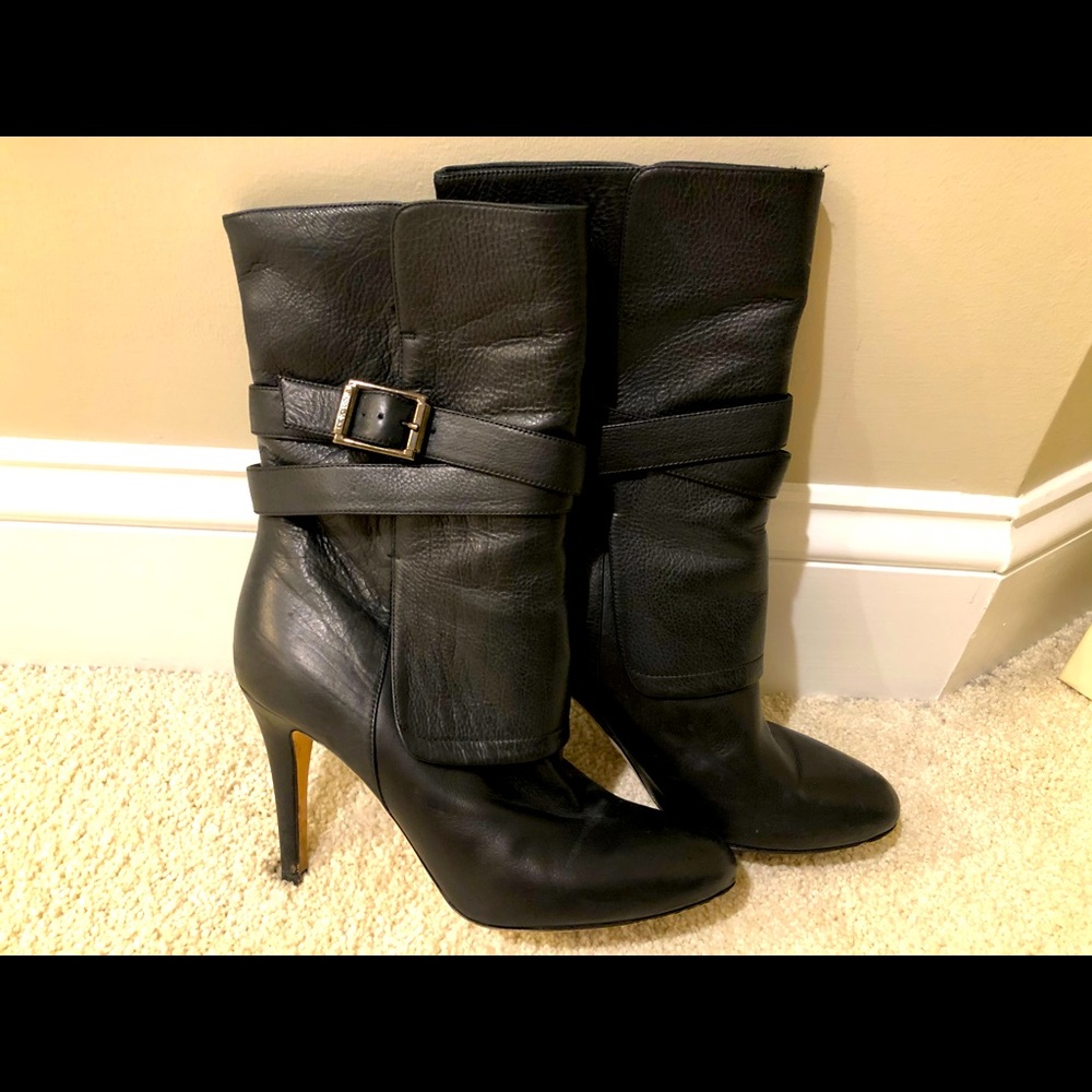 Jimmy Choo Ballad Black Leather Boots Size 6